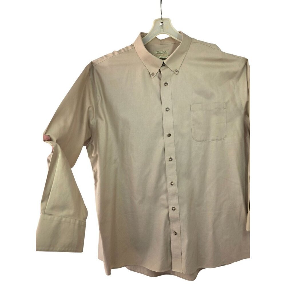 Cabelas Shirt Size 2XLT Outdoor Button Up Khaki 100% Cotton Workwear China Made